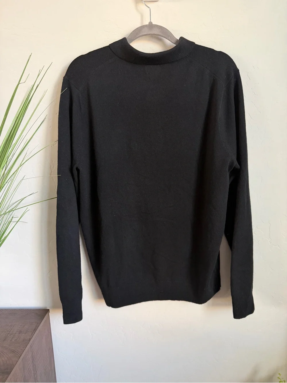 J.Crew Black Cashmere Polo Sweater Men’s Large Long Sleeve Luxury Knit